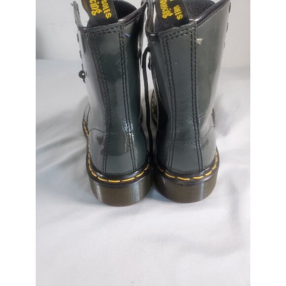 Dr Martens Boots Youth Size 6 Gray Patent Leather Doc Air Walk Lace Up 1460 W - Picture 7 of 16
